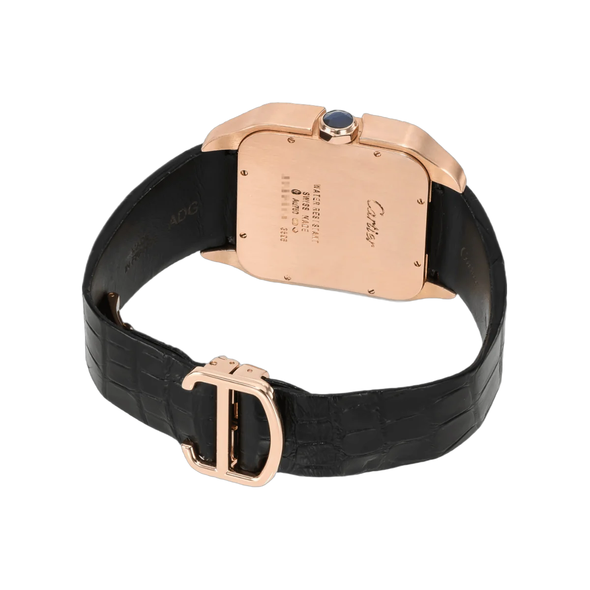 Cartier Santos Dumont W2020067 Rose Gold Silver Dial Black Strap – additional product photo 4