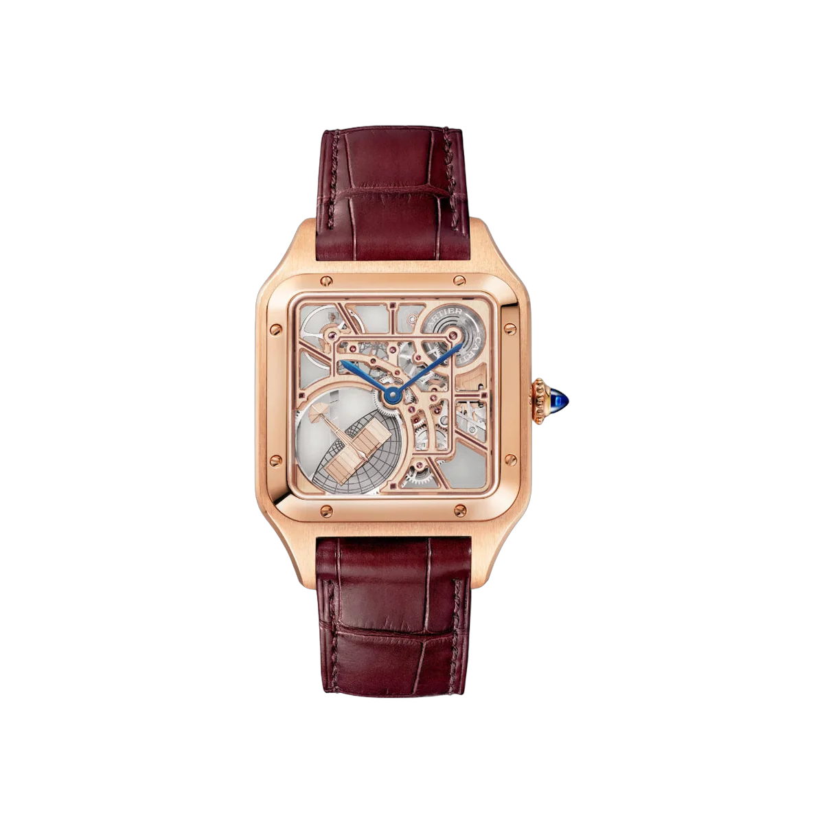 Cartier Santos Dumont WHSA0030 Rose Gold 43.5mm x 31.4mm Skeleton Dial Men's Watch