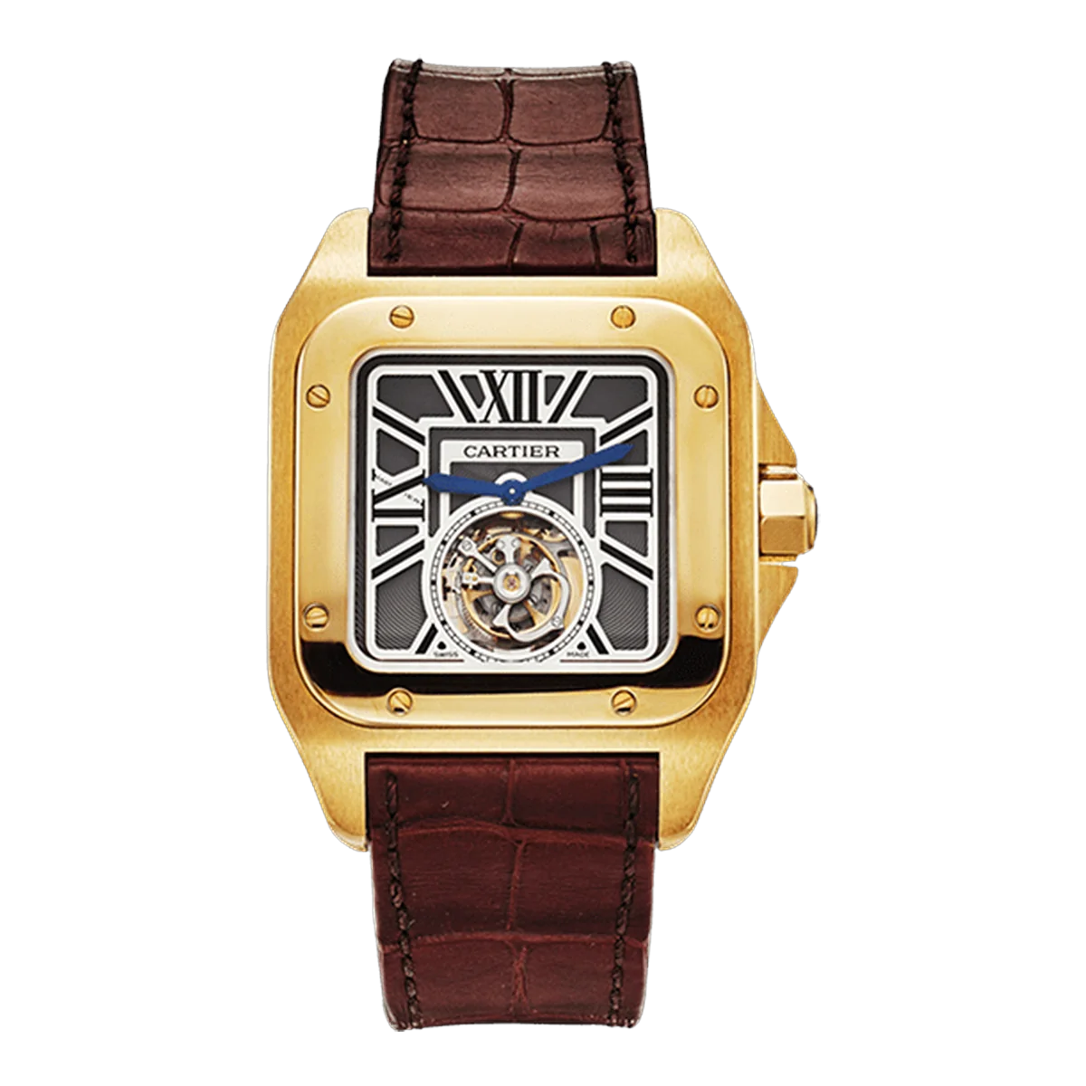 Cartier Santos W2020019 100 Flying Tourbillon Limited Edition 46.5Mm Pink Gold Men's Watch