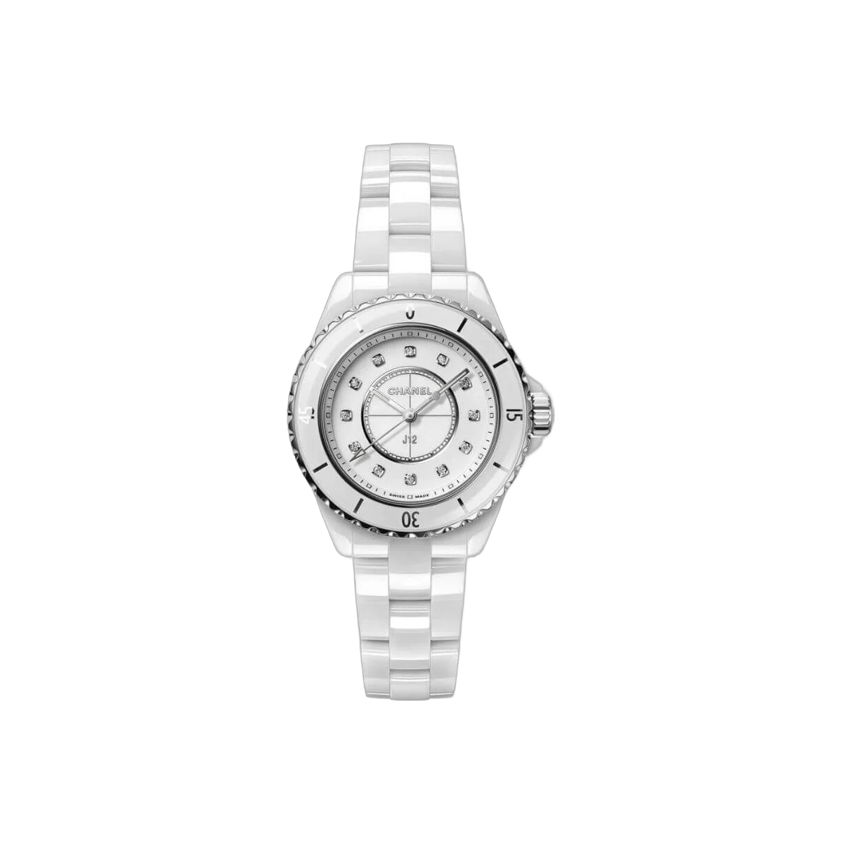 Chanel J12 H5703 Quartz White Ceramic Diamond Dial 33mm