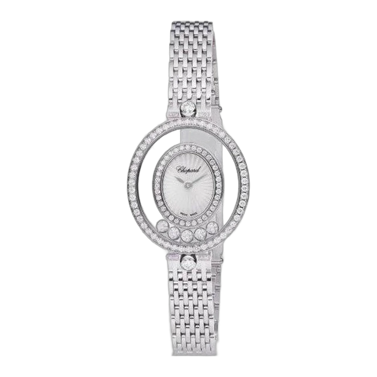 Chopard Happy Diamond 18Kt White Gold Oval Shape Ladies Watch