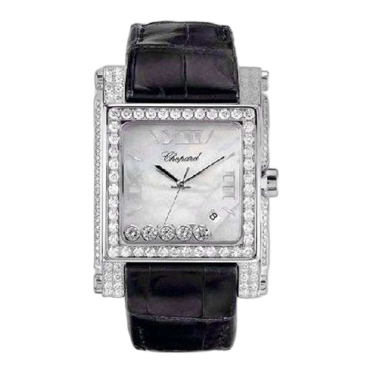 Chopard Happy Sport Square 18Kt White Gold With Diamonds Ladies Watch