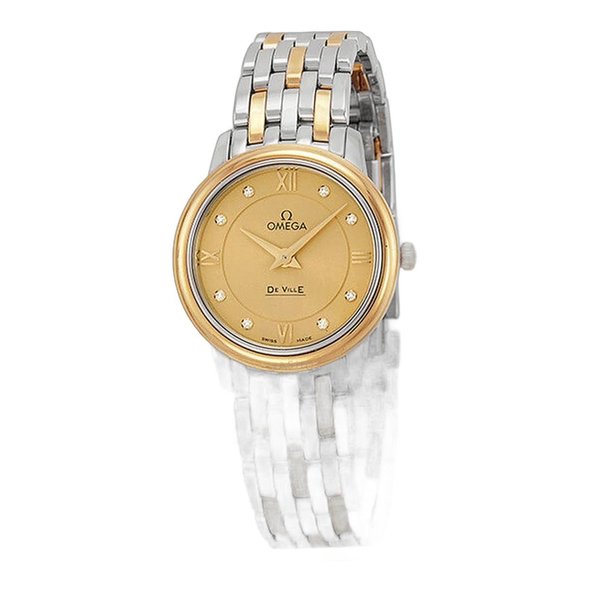 Deville Prestige Champagne REF 424.20.27.60.58.001 Diamond Dial Steel and Yellow Gold Ladies Watch