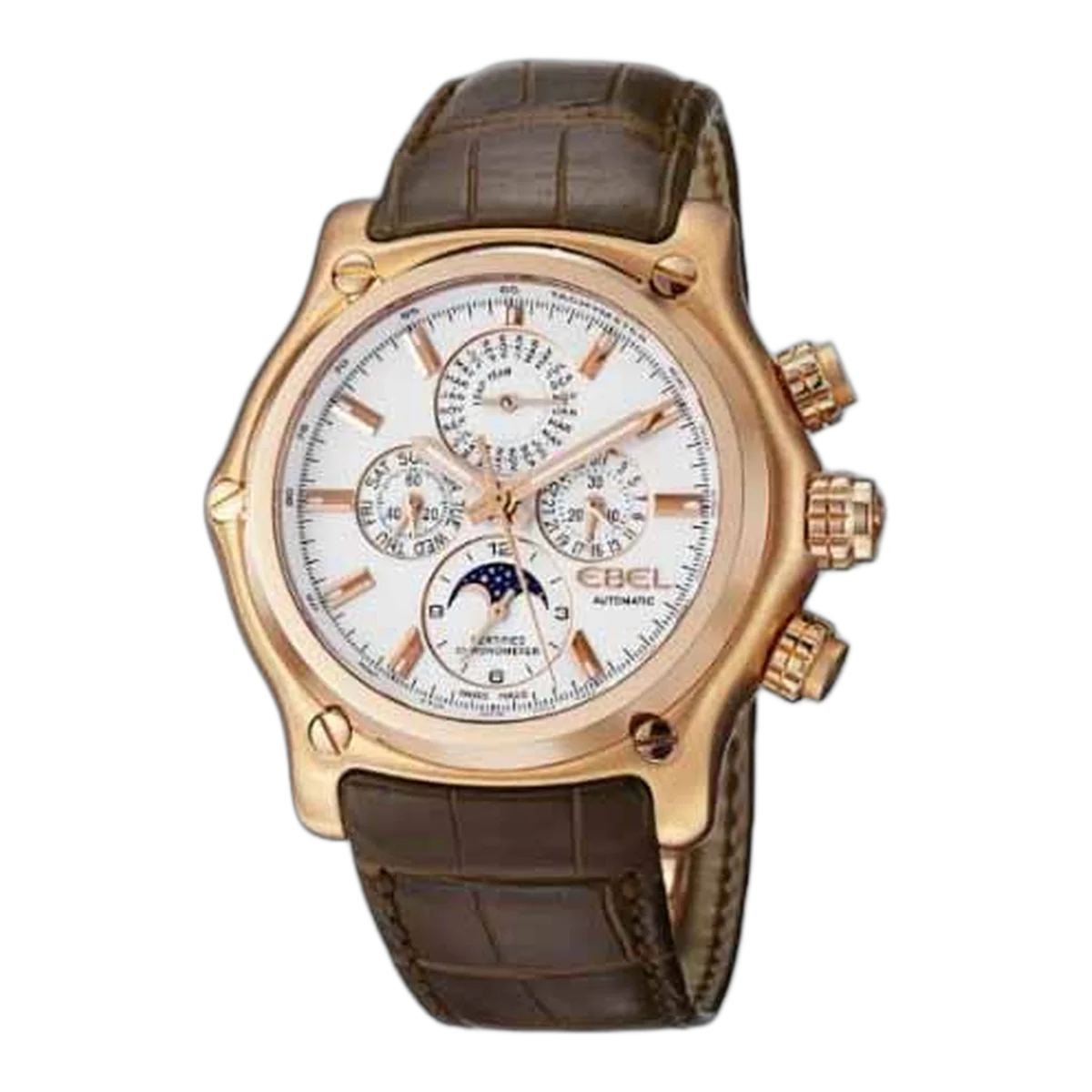 Ebel 1911 Btr Perpetual Calendar Chronograph 44.5Mm 18K Rose Gold Men's Watch