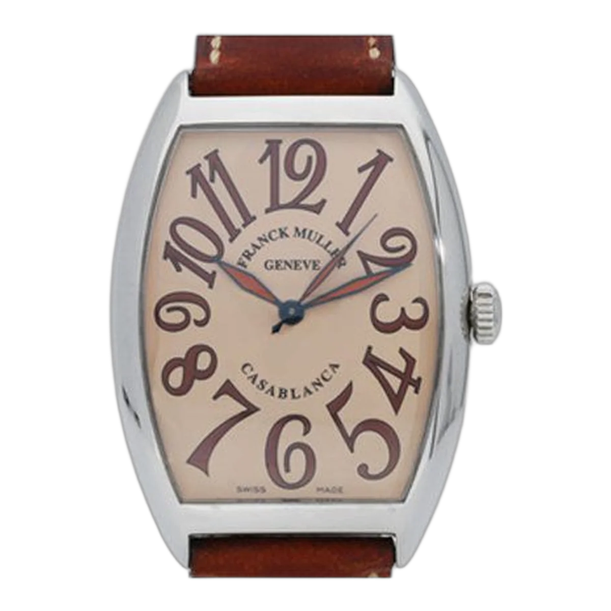 Franck Muller Casablanca 6850 C Beige Dial Sahara 33Mm Stainless Steel Brown Leather Straps Ladies Watch