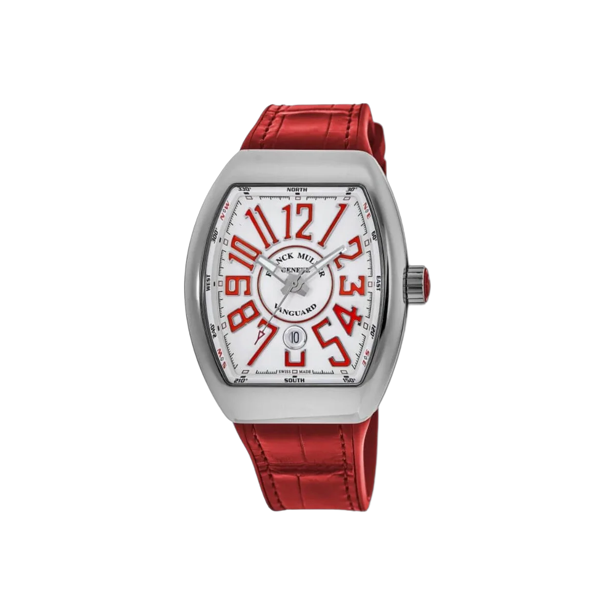 Franck Muller V 45 SC DT AC RG Vanguard White Dial Red Strap