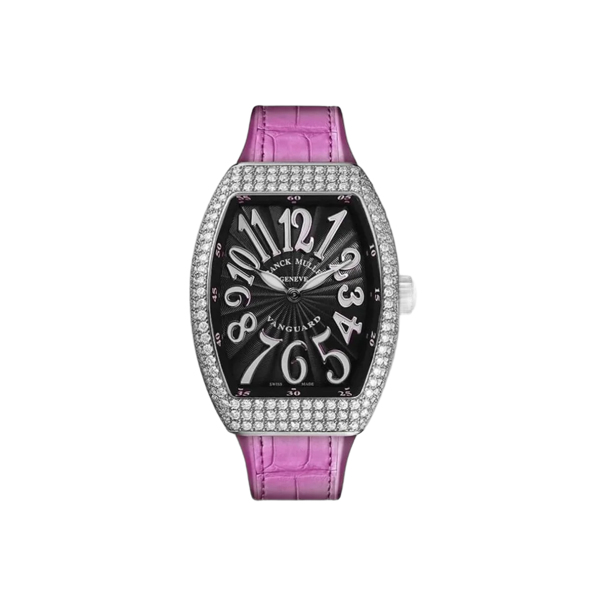 Franck Muller V32 QZ AC RS Vanguard Aftermarket Diamond Set Black Dial