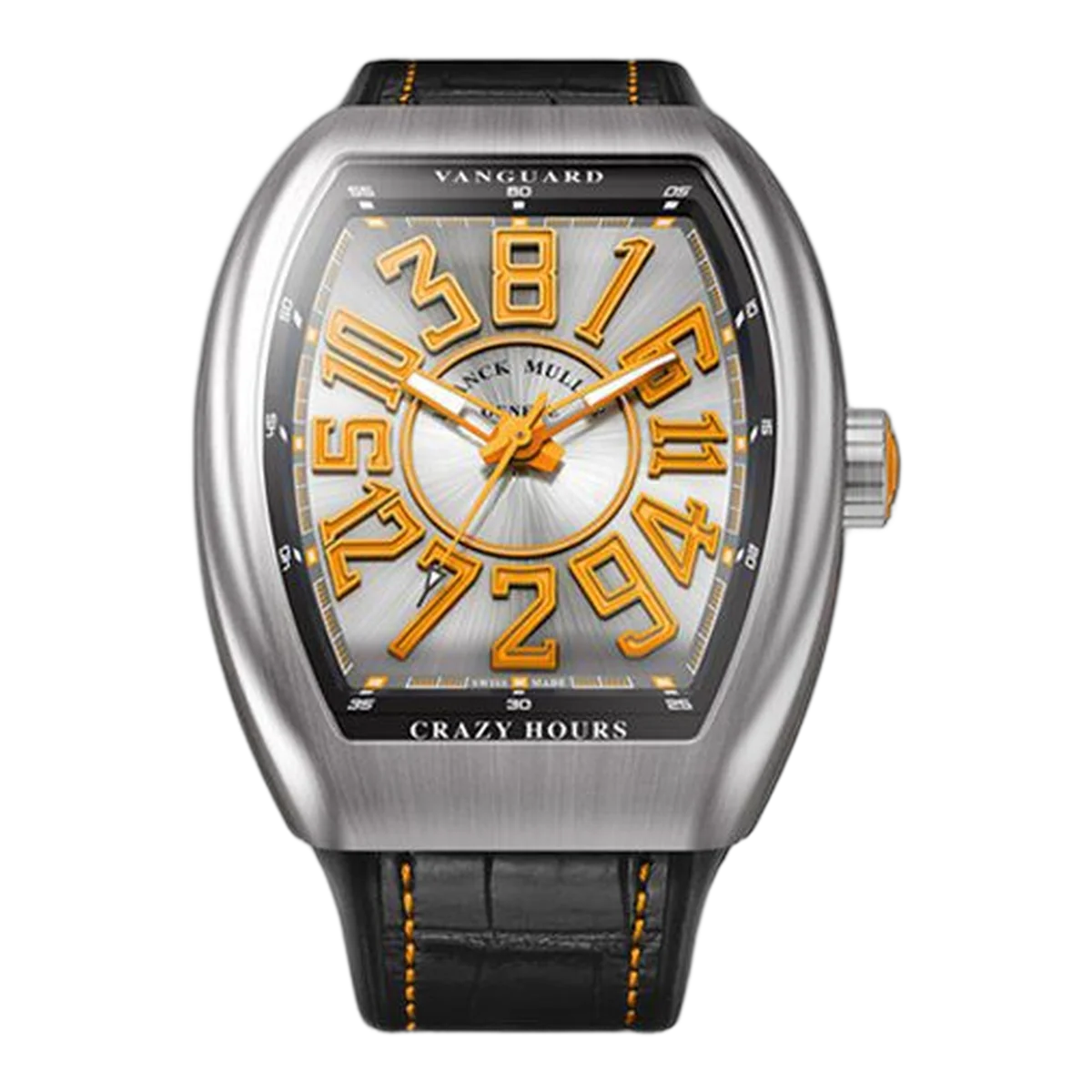 Franck Muller Vanguard Crazy Hours 44Mm Titanium Orange Dial Watch