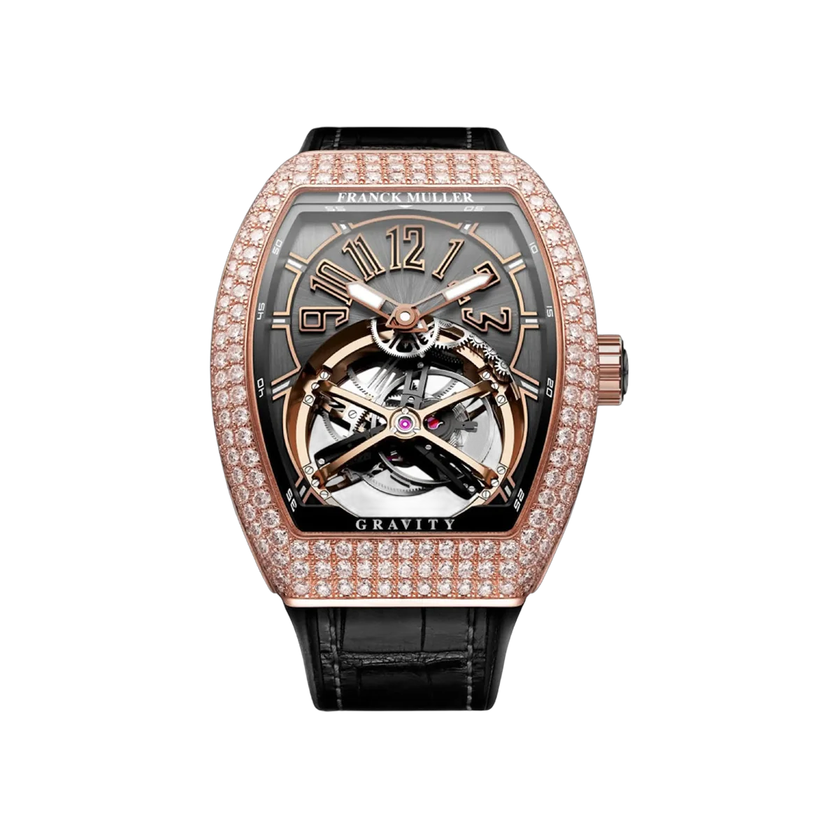 Franck Muller Vanguard Gravity V 45 T GR CS D CD 5N Rose Gold 45mm Diamonds Bezel & Dial Men's Watch