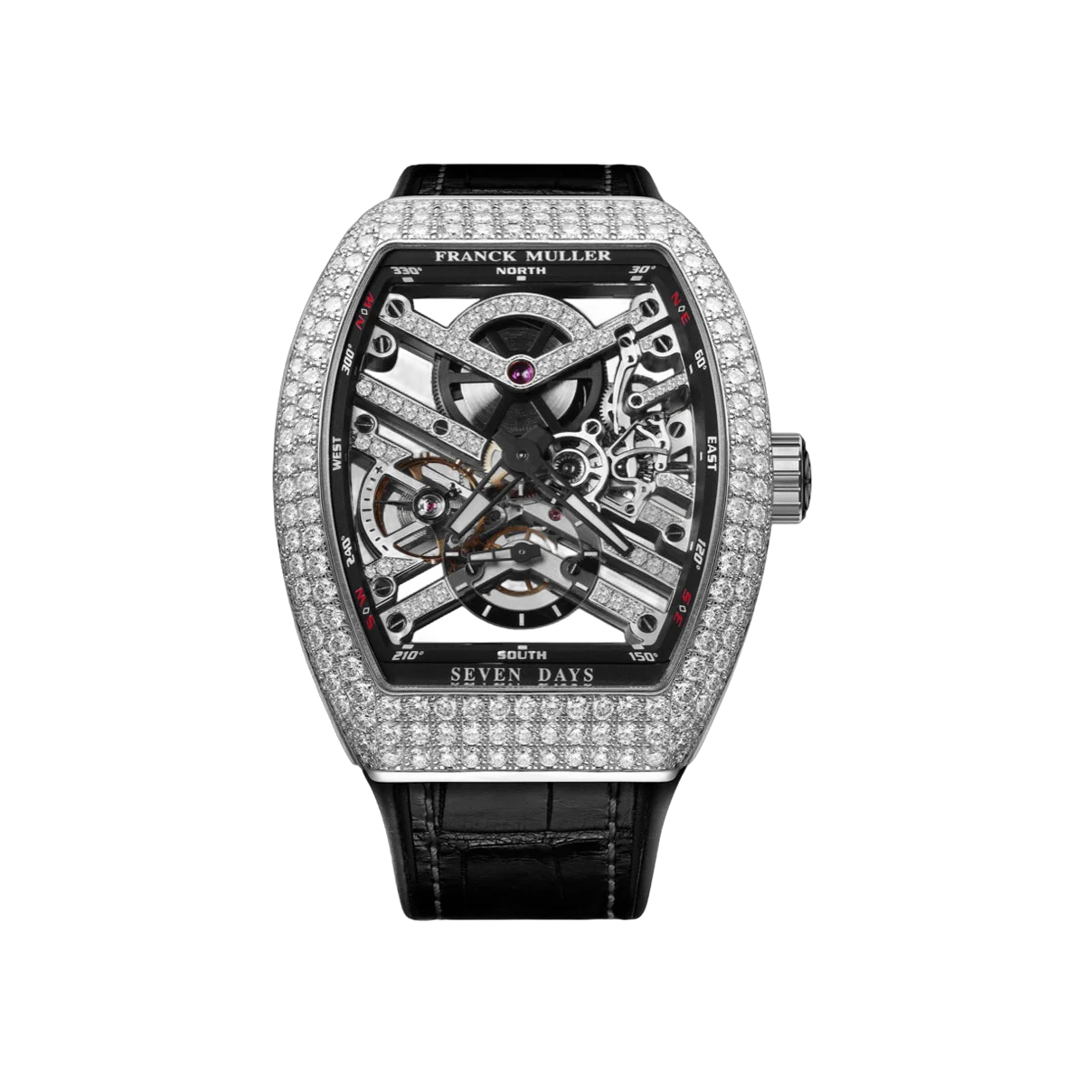Franck Muller Vanguard Skeleton Seven Days V 41 S6 SQT D MVT D OG NR White Gold Diamond-set Bezel 41mm Skeleton Dial Unisex Watch