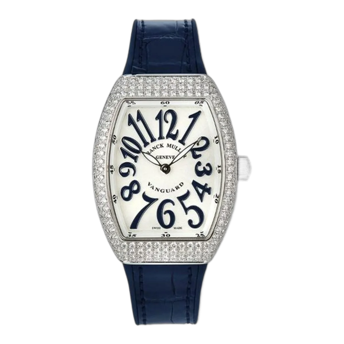 Franck Muller Vanguard Stainless Steel Aftermarket Diamond Pave Watch