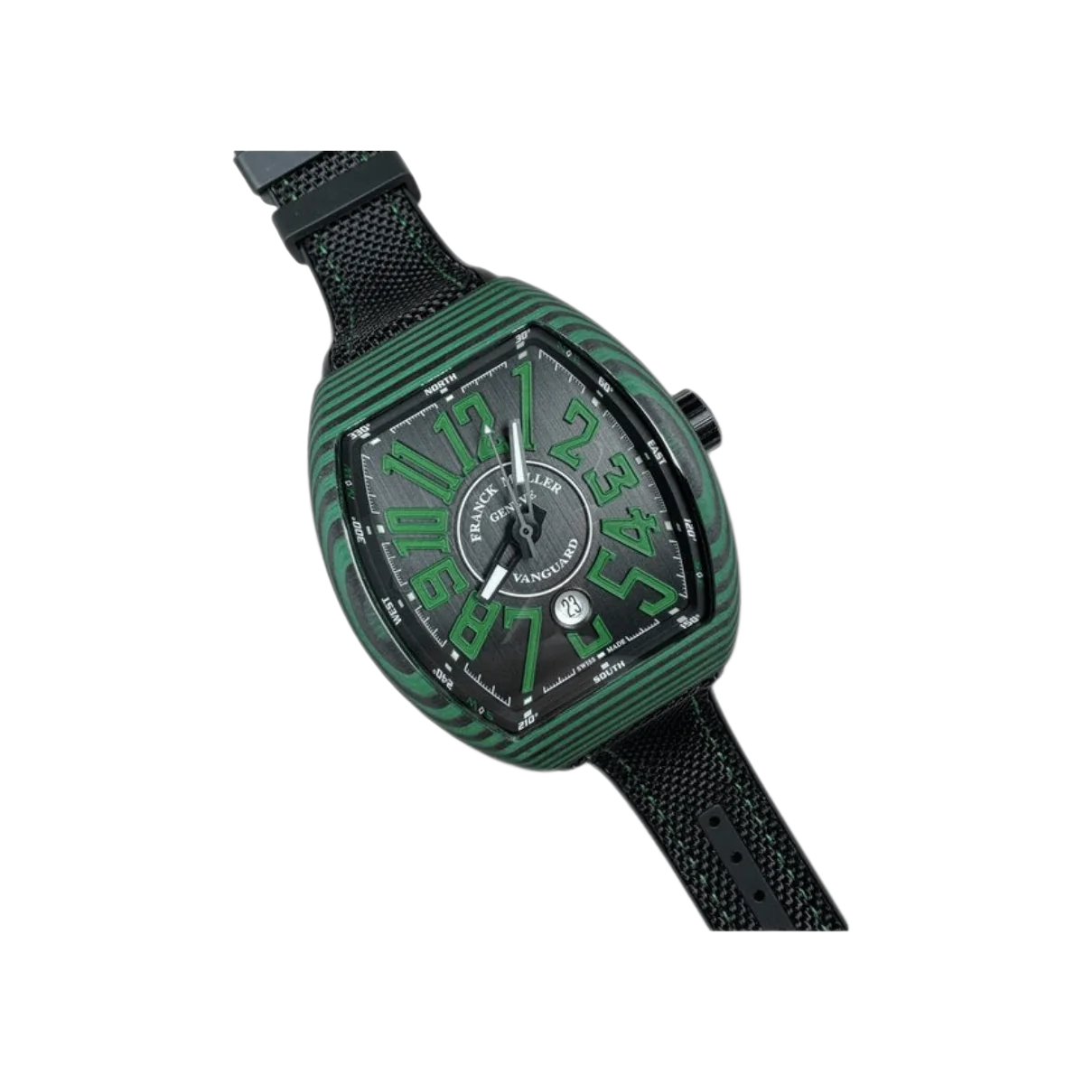 Franck Muller Vanguard V 45 SC DT CARVR NR Green Numerals 45mm Black Dial Mens Watch