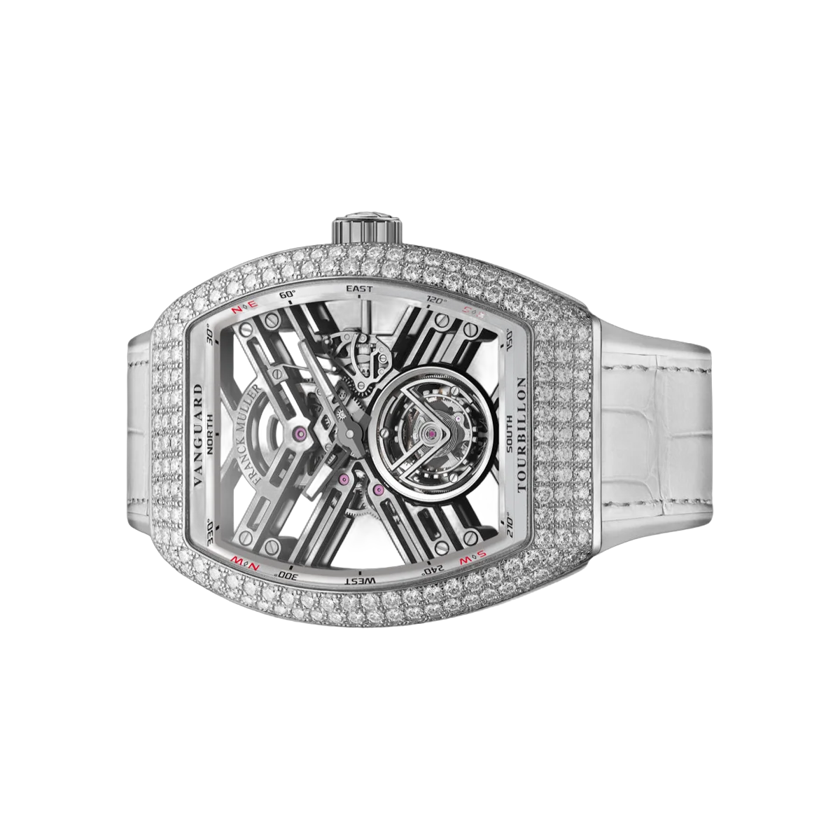 Franck Muller Vanguard V 45 T SQT D OG BC WG Tourbillon White Gold Diamond Bezel 45mm Skeleton Dial Men's Watch – additional product photo 2