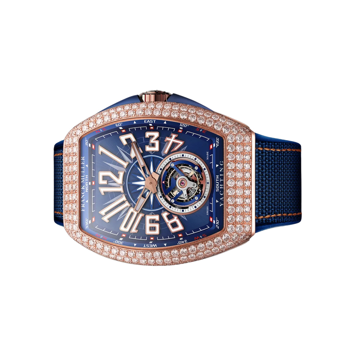 Franck Muller Vanguard Yachting V 45 T YACHT D 5N BL 5N Tourbillon Rose Gold 45mm Diamonds Bezel Blue Dial Men's Watch – additional product photo 2