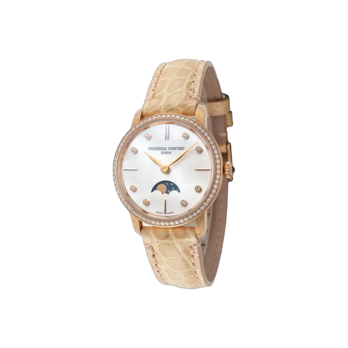 Frederique Constant Slimline FC206MPWBISD9 Moonphase Quartz Mop Dial
