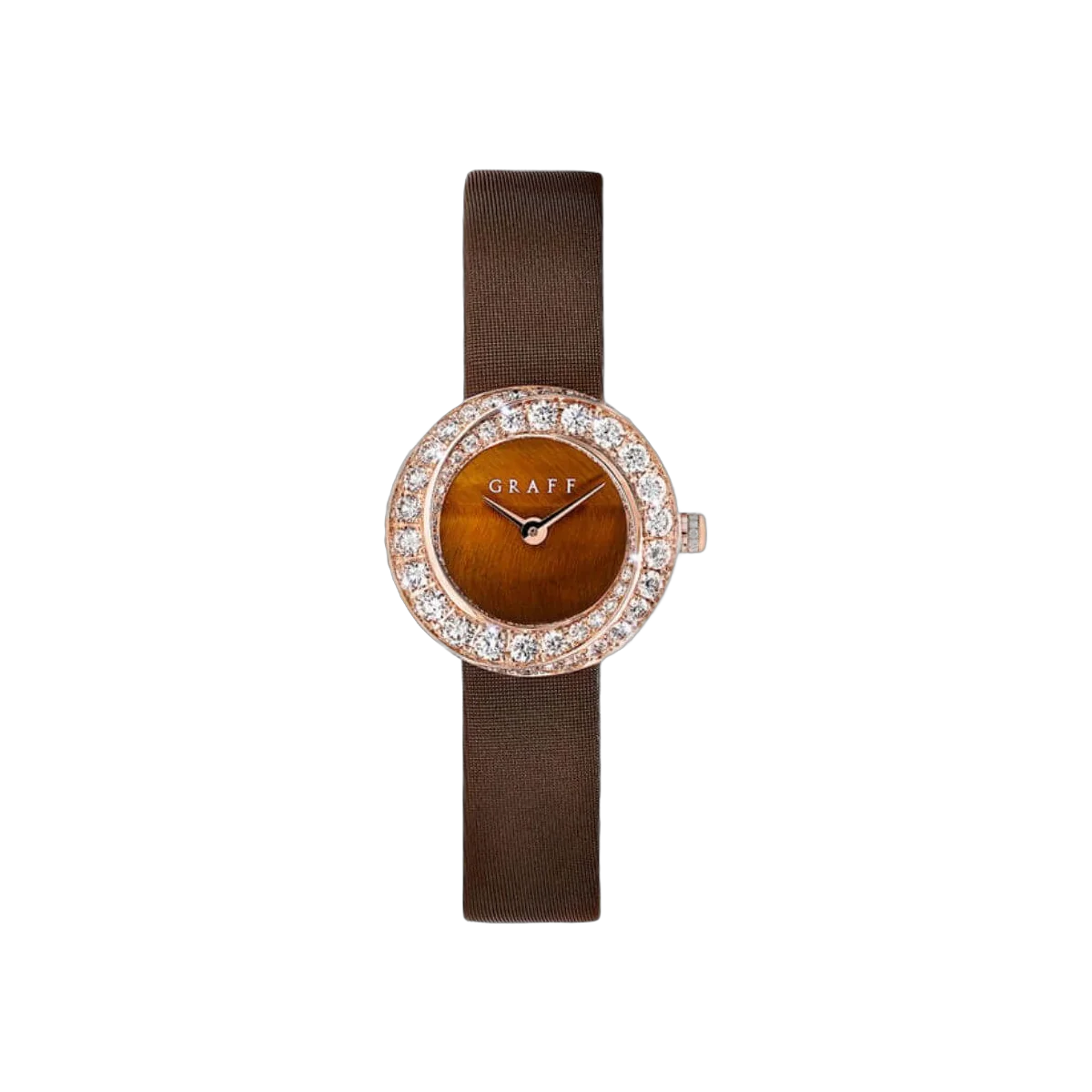 Graff Spiral GSP23PGD Tigers Eye DIal Rose Gold Brown Satin Strap