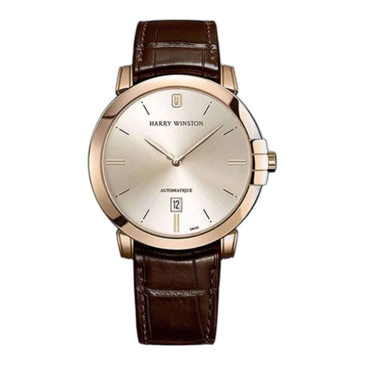 Harry Winston Midnight 18K Rose Gold Leather Men’S Watch