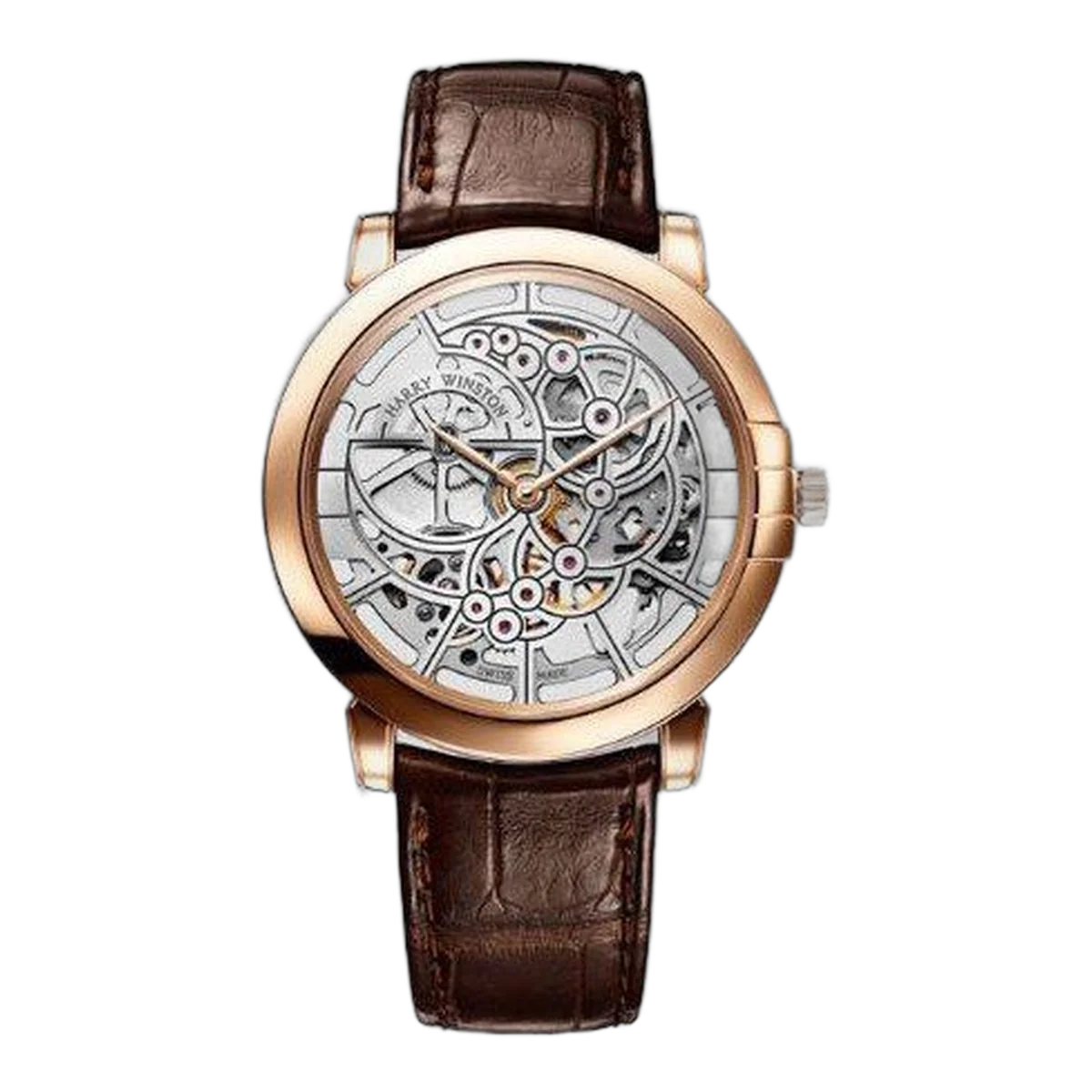 Harry Winston Midnight Skeleton 42Mm 18Kt Rose Gold Men's Watch Ref. Midahm42Rr001