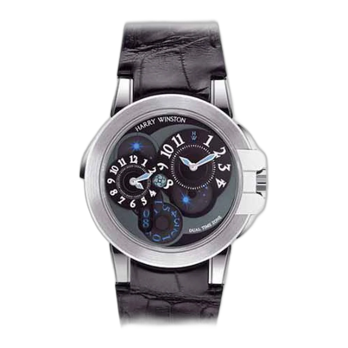 Harry Winston Ocean Dual Time 44Mm 18K White Gold Men's Watch