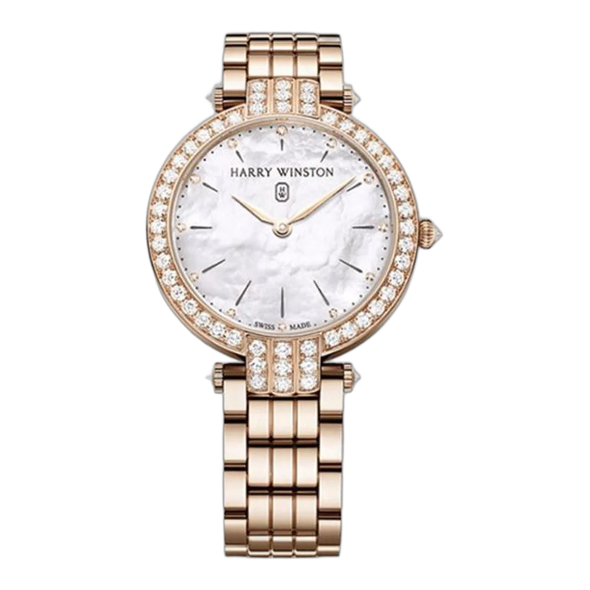 Harry Winston Premier Mother Of Pearl Diamond Dial Ladies 18K Rose Gold Watch