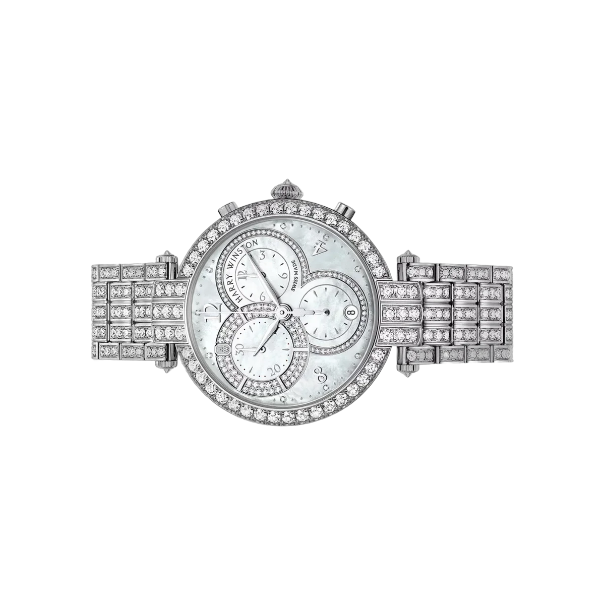 Harry Winston Premier PRNQCH40WW003 White Gold 40mm MOP Dial and Diamond Case Ladies Watch – additional product photo 2