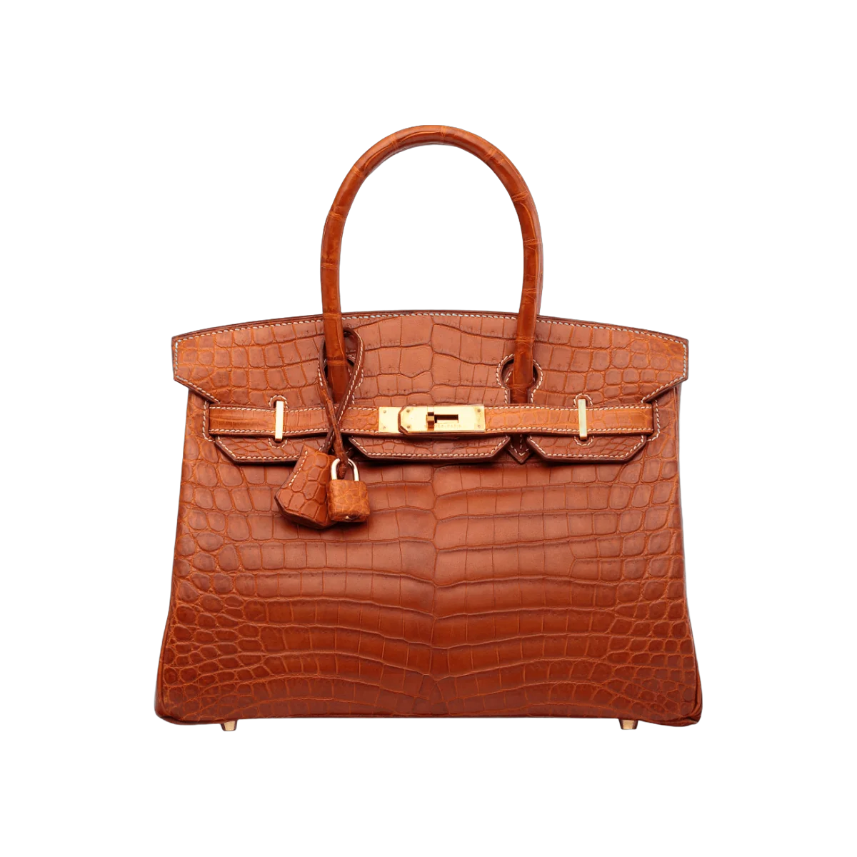 Hermes Birkin 30 Fauve Matt Croco Gold Hw Handbag