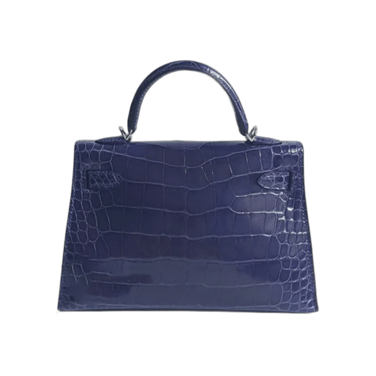 Hermes Kelly 28 Blue Encre Shiny Croco Palladium HW Handbag – additional product photo 2