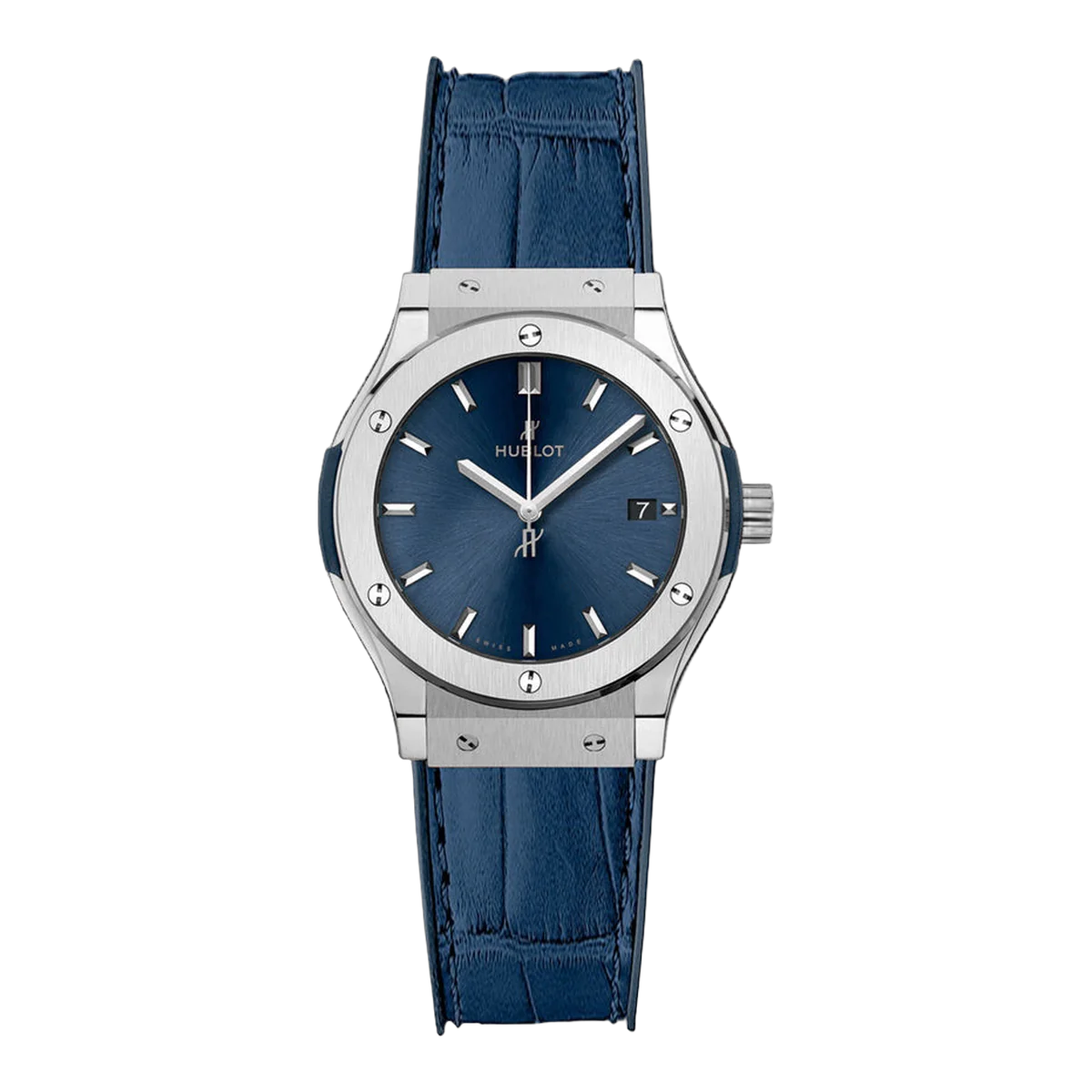 Hublot Classic Fusion 581.NX.7170.LR Titanium Blue Quartz 33mm Ladies Watch