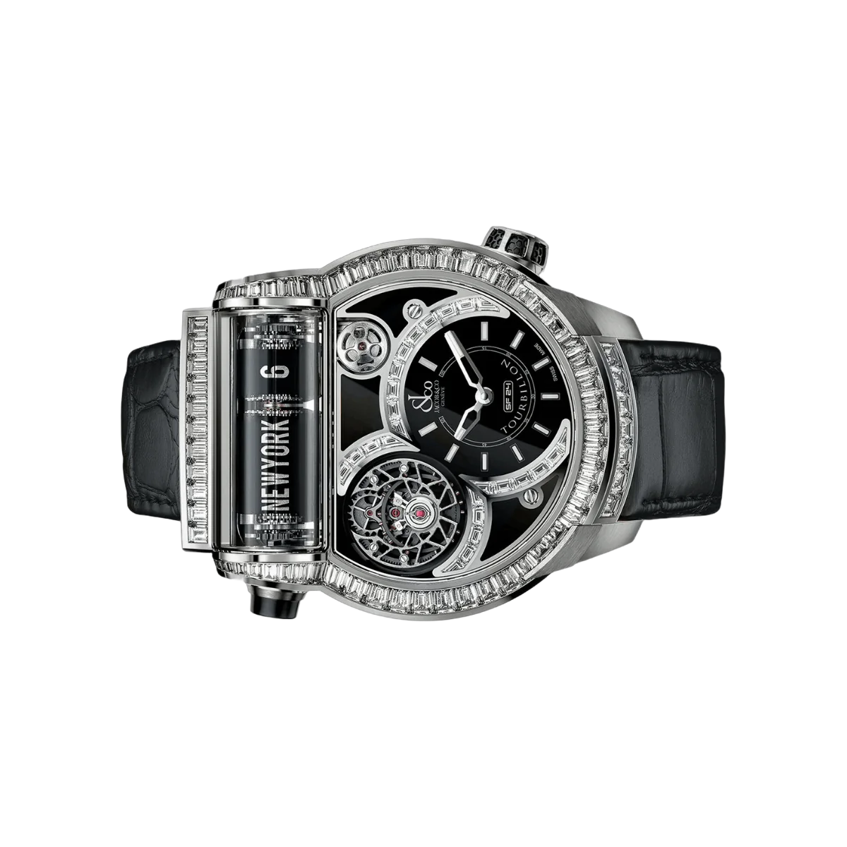 Jacob & Co. Epic SF24 Tourbillon Baguette ES802.30.BD.BD.A White Gold 2 Timezone 45mm Black Dial Mens Watch – additional product photo 2