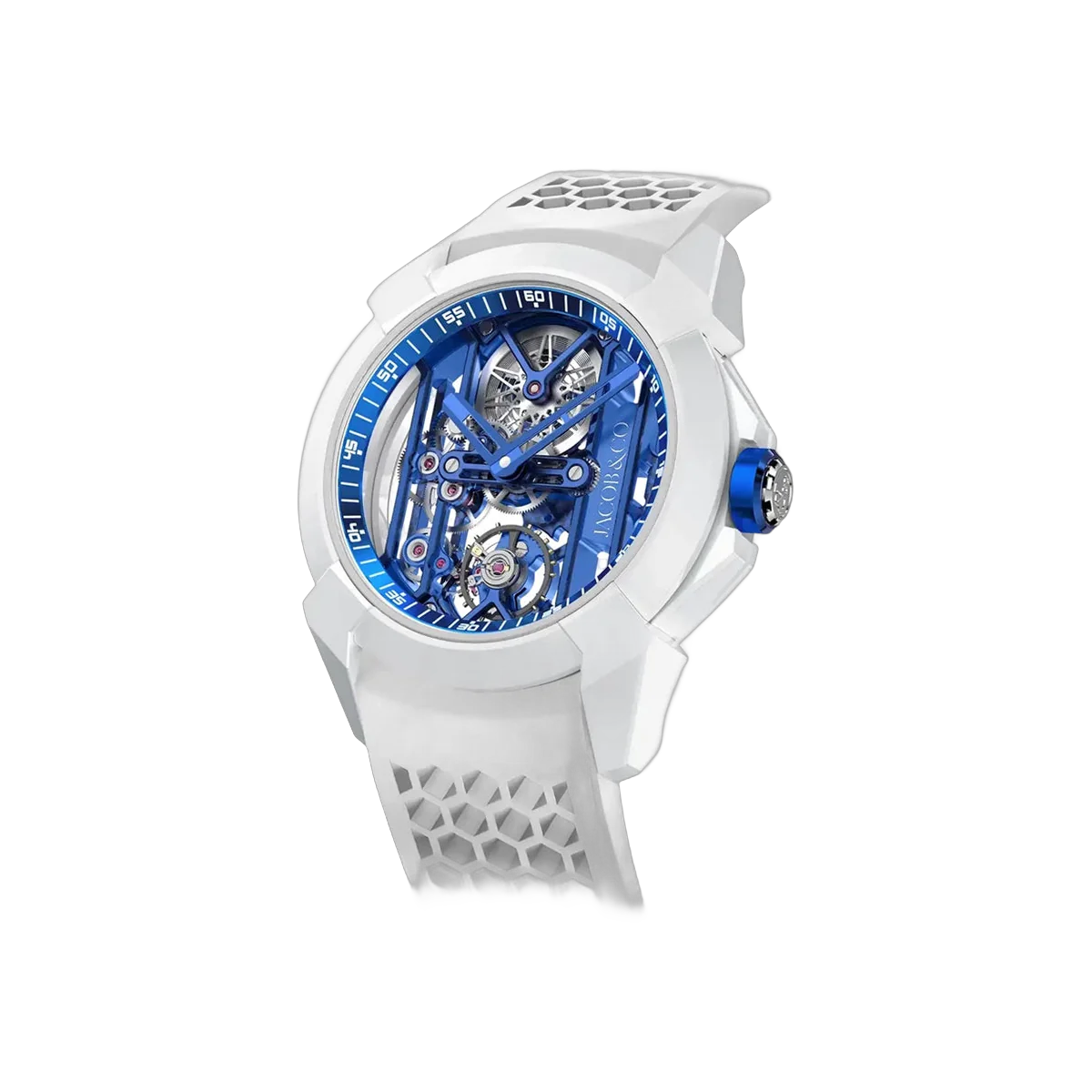 Jacob & Co. Epic X Skeleton EX115.95.AD.AA.ABRUA White Ceramic 44mm Blue Skeleton Dial Men's Watch