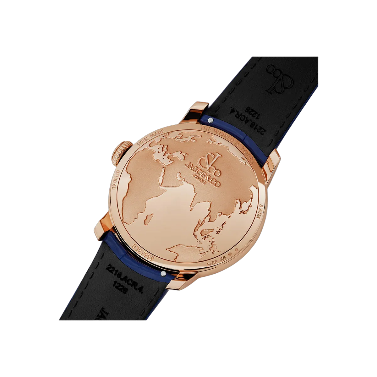 Jacob & Co. The World Is Yours DT100.40.AA.AE.A Dual Time Zone Rose Gold 43mm Stamped Continents Dial Men's Watch – additional product photo 4