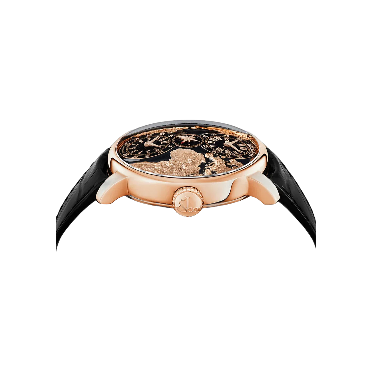 Jacob & Co. The World Is Yours Dual Time Zone DT100.40.AA.AB.A Rose Gold 43mm Black Dial Men's Watch – additional product photo 3