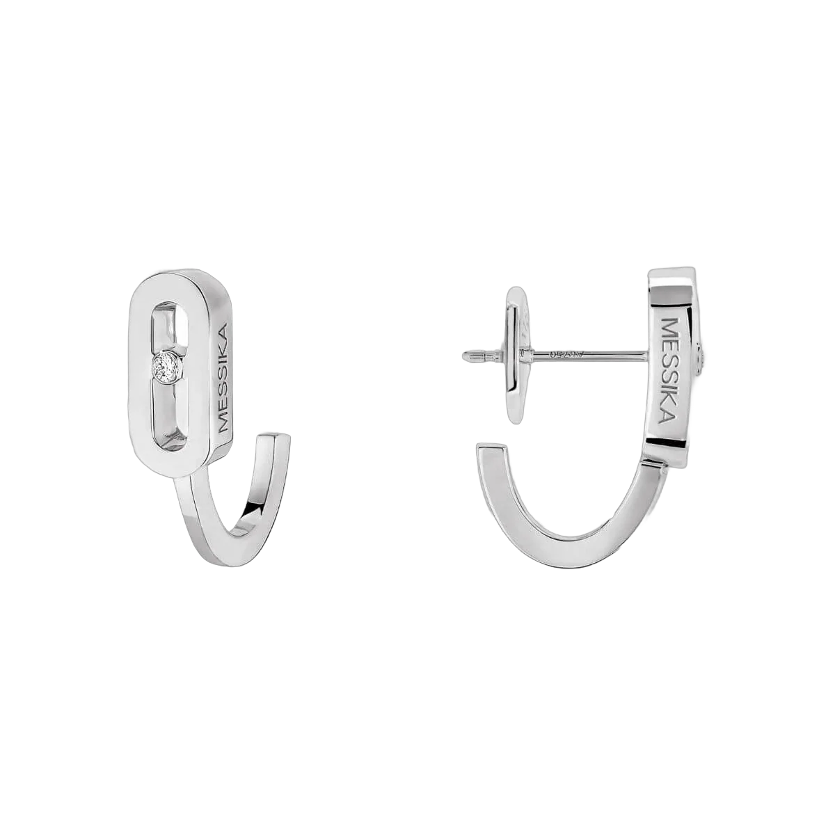 Messika Move UNO Mini Hoops 10050-WG White Gold Diamond Earrings – additional product photo 4