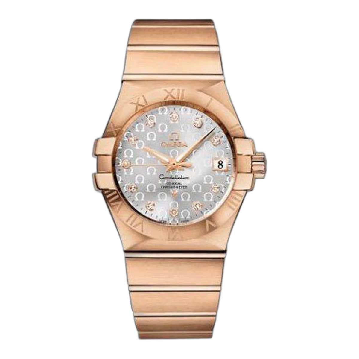 Omega Constellation Co-Axial 123.50.35.20.52.003 Silver Chronometer 35Mm 18Kt Rose Gold Ladies Watch