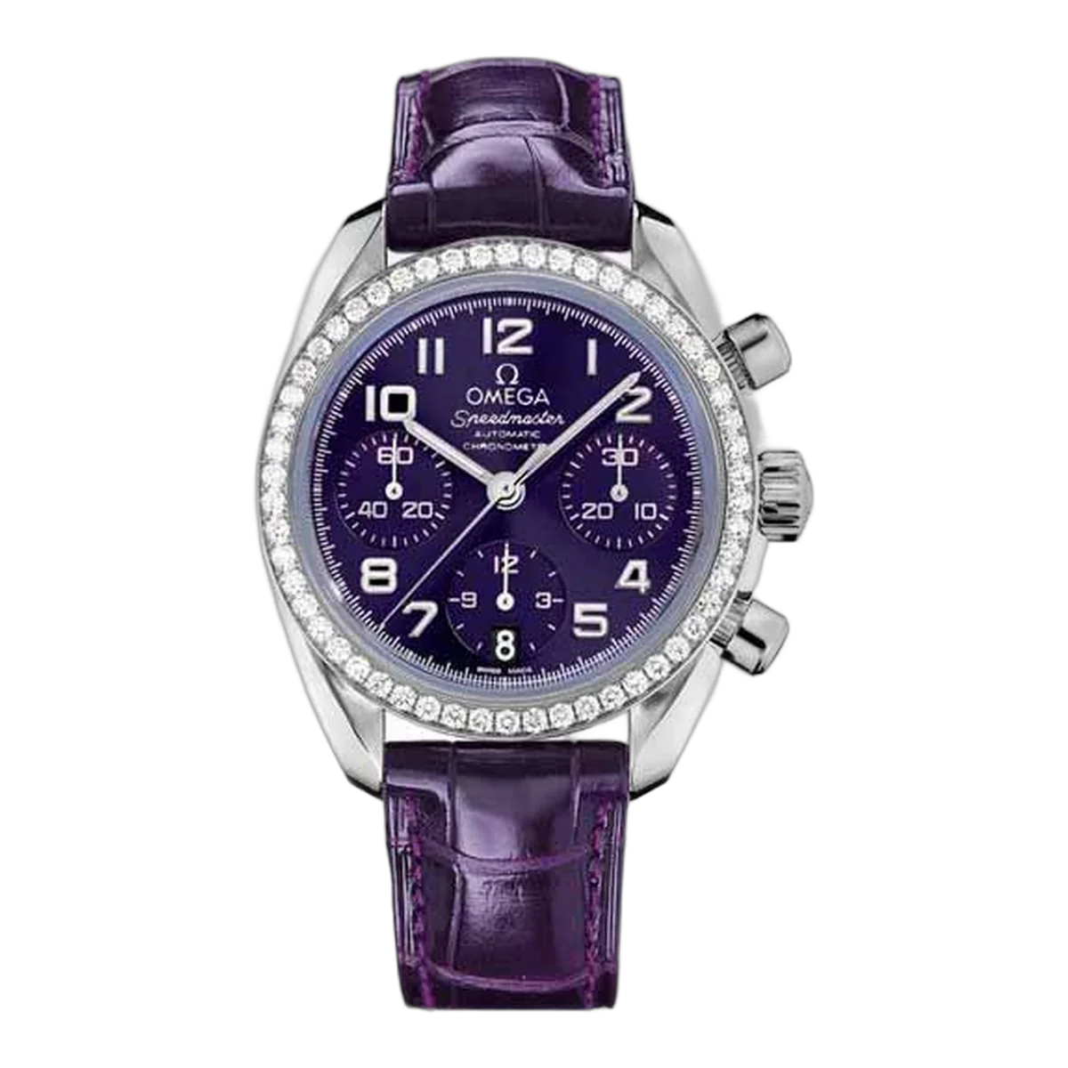 Omega Speedmaster Chronograph 38Mm Stainless Steel Purple Dial Ladies Watch