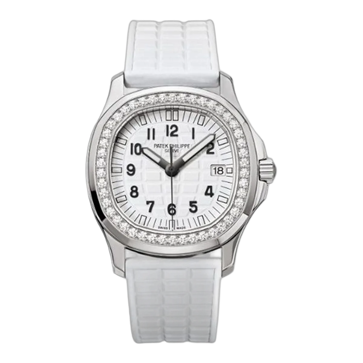 Patek Philippe Aquanaut 5067A-024 White Dial Diamond-Set Bezel 35.6Mm Stainless Steel White Rubber Straps Ladies Watch