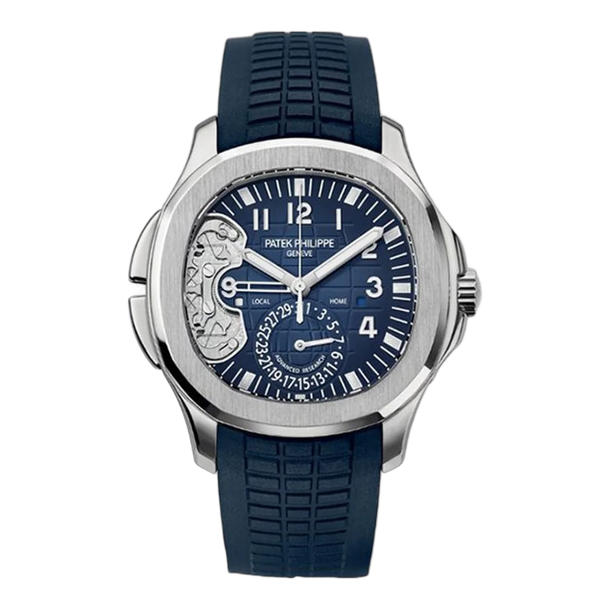 Patek Philippe Aquanaut 5650G-001 Advanced Research 40.8Mm Travel Time Blue Dial 18K White Gold