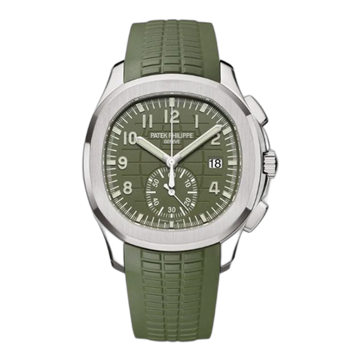 Patek Philippe Aquanaut 5968G-010 Khaki Green Dial Flyback Chronograph 42Mm 18K White Gold Khaki Rubber Strap – additional product photo 3