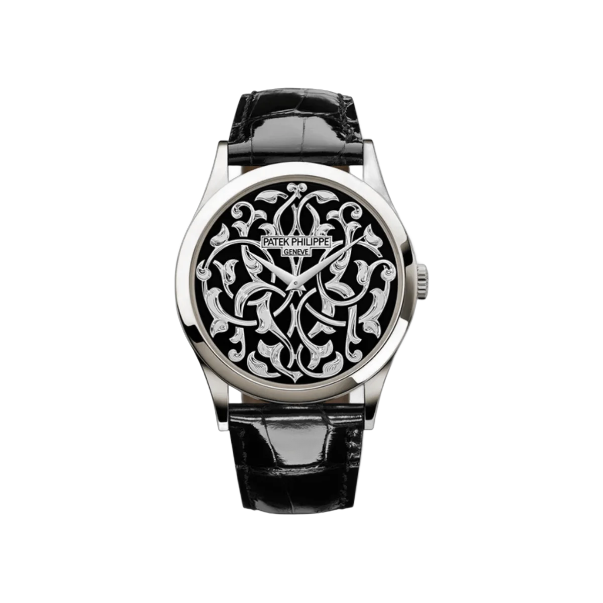 Patek Philippe Calatrava 5088/100P-001 Automatic Crocodile Skin 38mm Black Dial Mens Watch