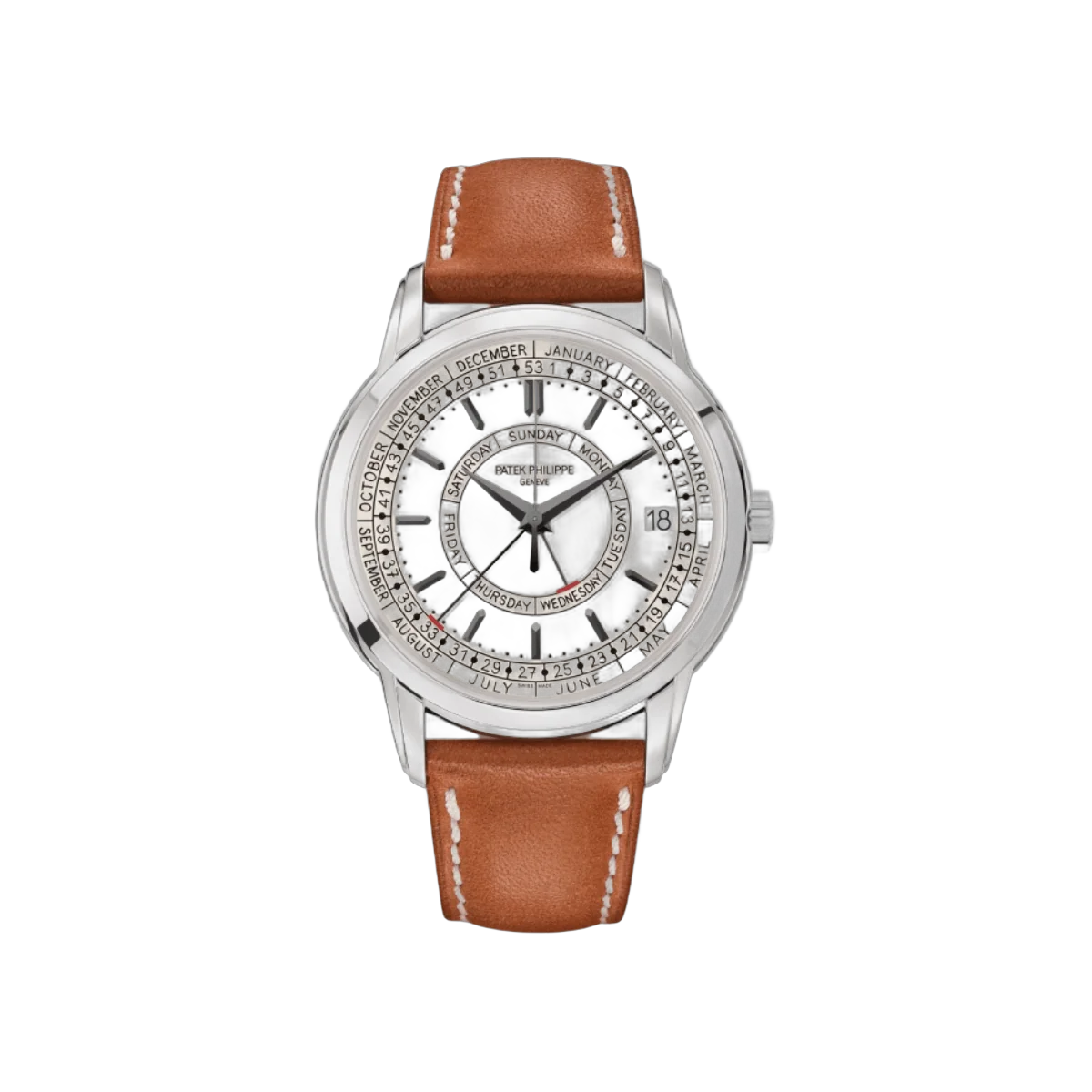 Patek Philippe Calatrava 5212A-001 Silvery Opaline Dial Leather Strap 40mm Silver Dial Mens Watch