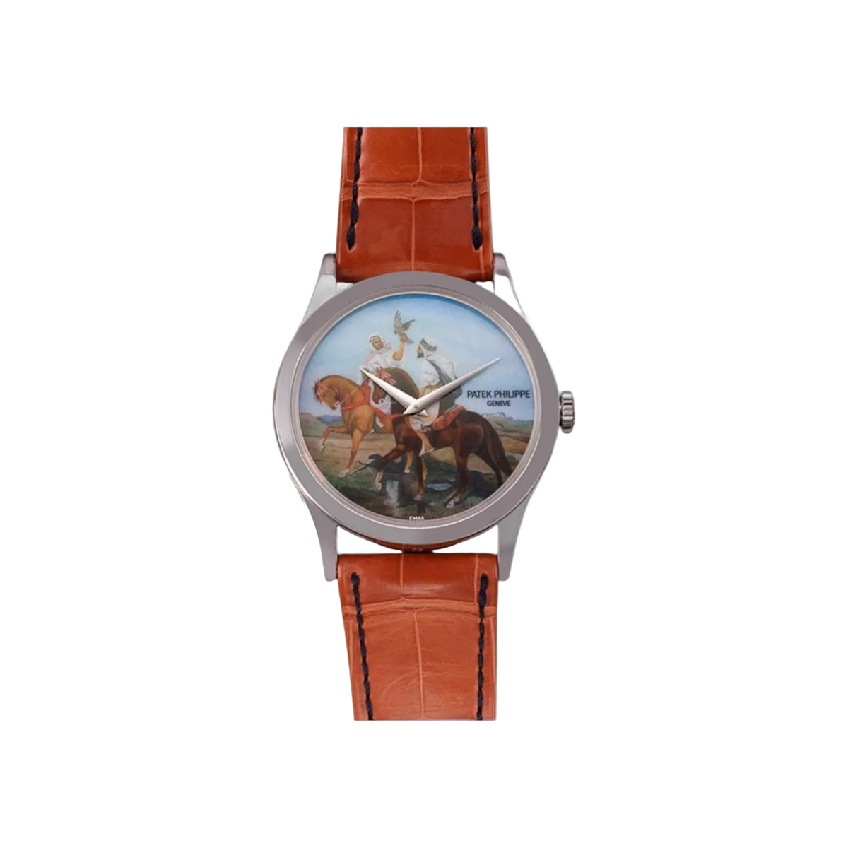 Patek Philippe Calatrava Falcon Hunting 5077P-091 Platinum 37mm Multicolor Dial Men's Watch