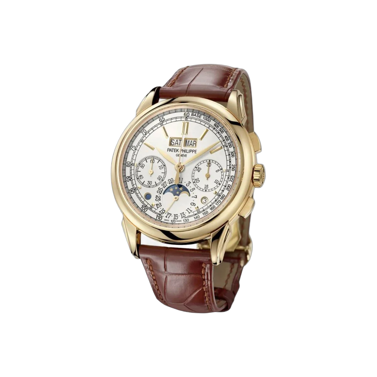 Patek Philippe Grand Complications 5270J-001 Perpetual Chronograph Hand Wind White Dial 41Mm 18K Yellow Gold Brown Leather Straps Men's Watch – additional product photo 5