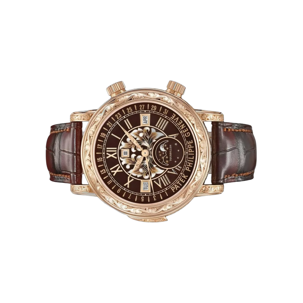 Patek Philippe Grand Complications 6002R-001 Sky Moon Tourbillon Rose Gold 44mm Grand Feu Champlevé and Cloisonné Brown Enamel Dial Men's Watch – additional product photo 2