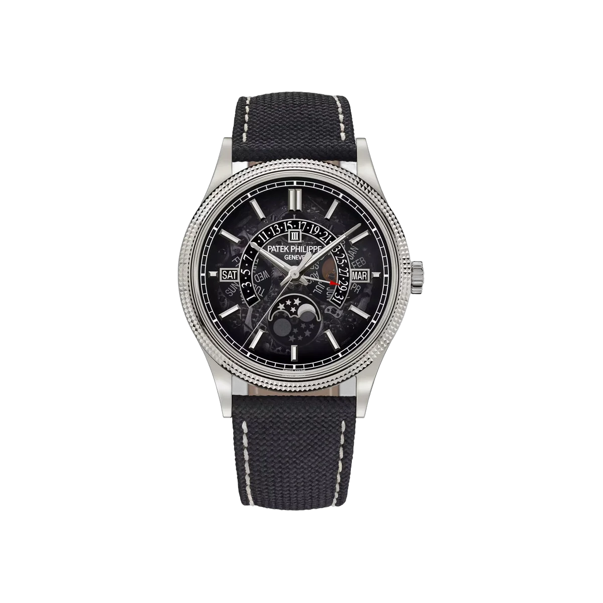 Patek Philippe Grand Complications 6159G-001 Perpetual Calendar Moon Phases White Gold Smoked Sapphire Dial 39.5mm Men's Watch
