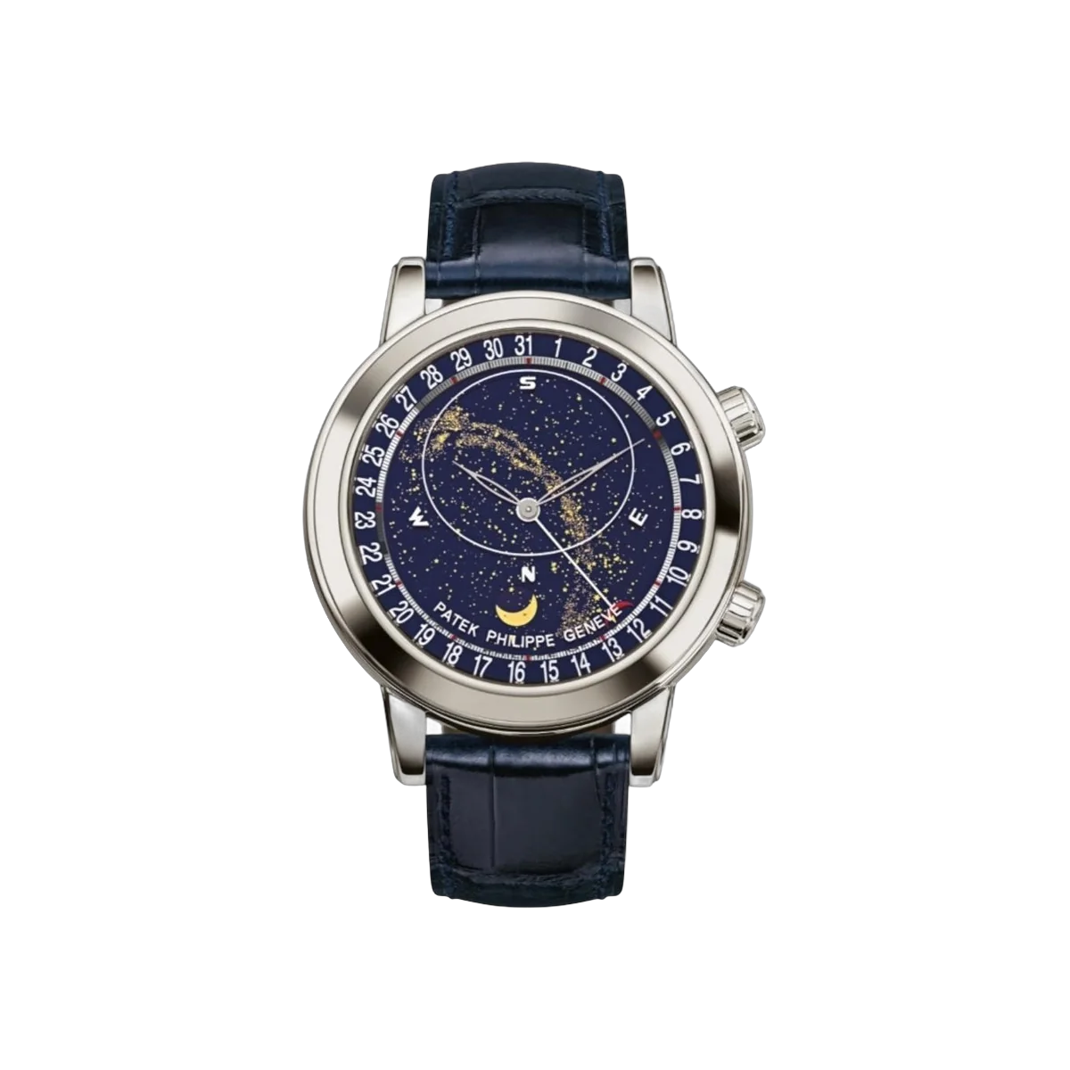 Patek Philippe Grand Complications Celestial 6103G-001 White Gold Diamond Bezel 44mm Blue Dial Men's Watch