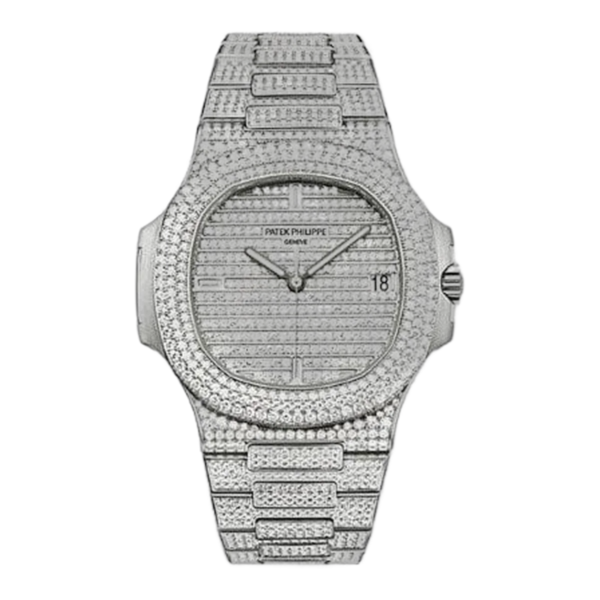 Patek Philippe Nautilus 5719/1G-001 Diamond Paved 18Kt White Gold Men's Watch