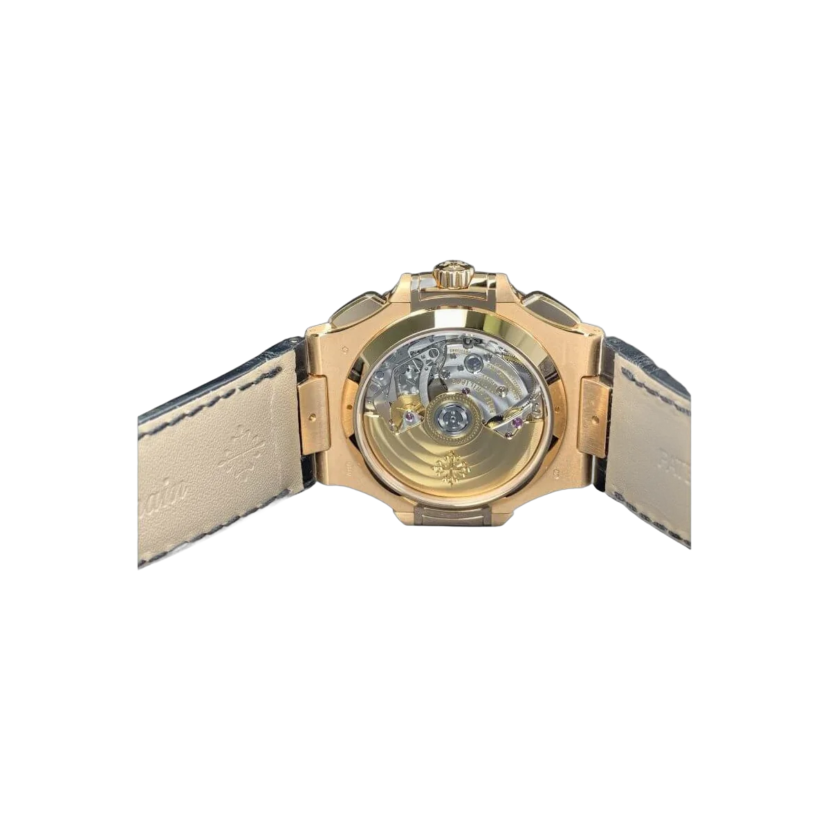 Patek Philippe Nautilus 5980/12R-010 Black Dial Ruby Bezel Chronograph 40Mm 18K Rose Gold Black Leather Straps Men's Watch – additional product photo 2