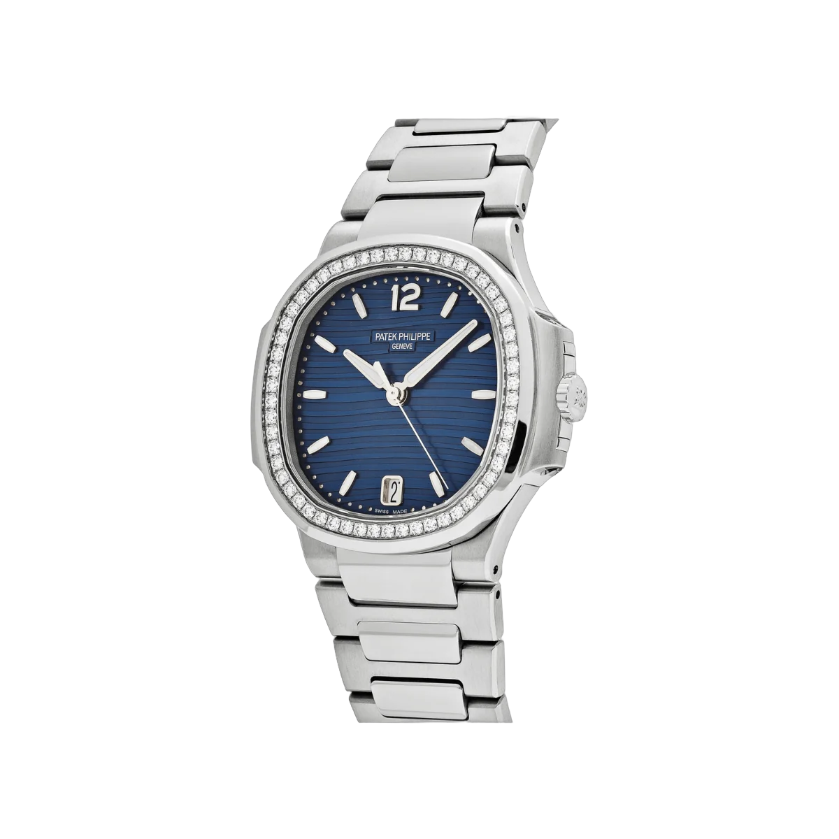 Patek Philippe Nautilus 7118/1200A-001 Blue Opaline Index Dial Diamond-Set Bezel Stainless Steel 35mm Blue Dial Womens Watch – additional product photo 5