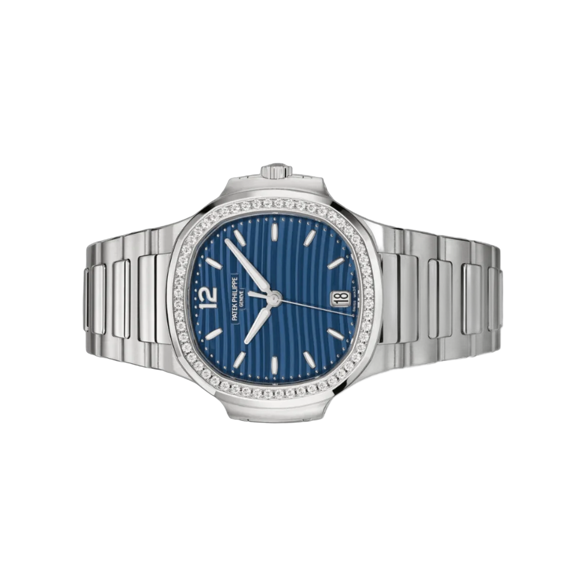 Patek Philippe Nautilus 7118/1200A-001 Blue Opaline Index Dial Diamond-Set Bezel Stainless Steel 35mm Blue Dial Womens Watch – additional product photo 6