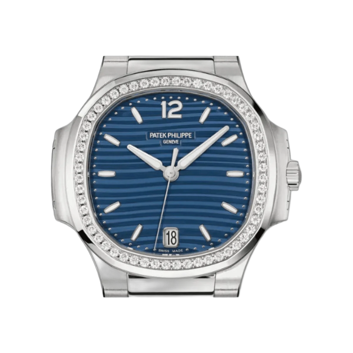 Patek Philippe Nautilus 7118/1200A-001 Blue Opaline Index Dial Diamond-Set Bezel Stainless Steel 35mm Blue Dial Womens Watch – additional product photo 7